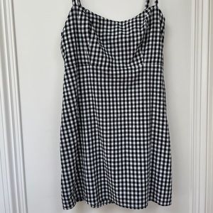 black and white gingham mini dress